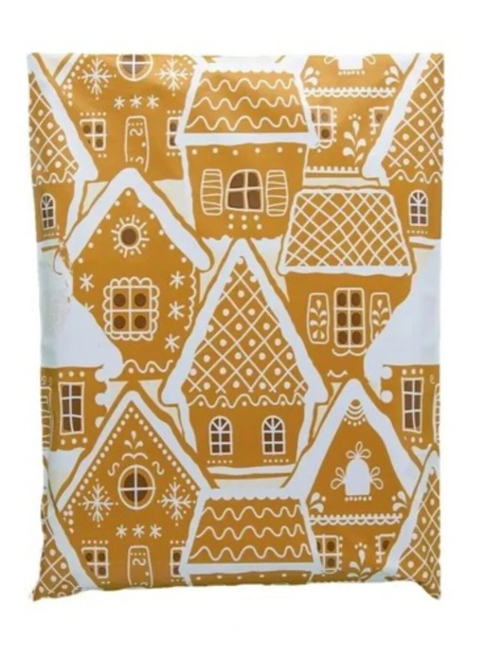 50 pcs - 25 10x13 Gingerbread Poly Mailers & 25 10x13 Self Sealing Clear Bags